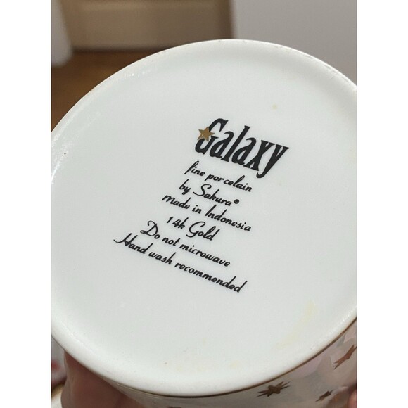 Sakura Galaxy White Cup and Saucer 14K Gold Stars Dinnerware Set Of 4 - 8 TOTAL - Picture 3 of 6